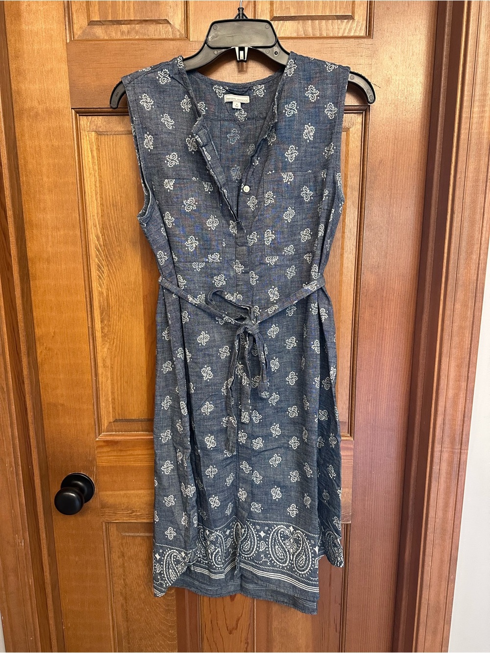 GAP Maternity Sleeveless Navy Printed Tie-Waist Dress Size M